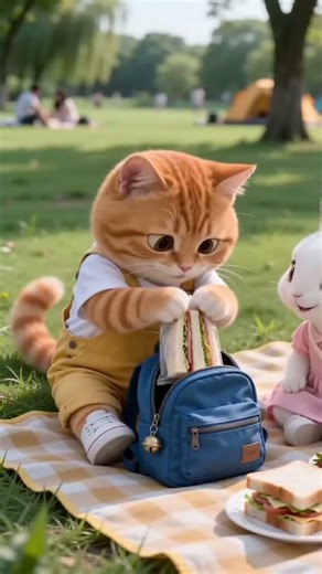 （Fat cat and little rabbit go outing）胖橘猫和小兔子去郊游