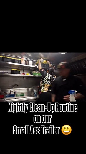 Working on our little trailer is like playing Tetris. You gotta get in where you fit in. We all have our own stations and basically shuffle around each other the entire shift. Sometimes my husband tells me to move and Im like “move where mf?!” LOL 😝 There ain’t nowhere to move to! Our goal is to get a bigger trailer sometime next year so we not bumpin’ bootys the whole time haha 😆 | Terann Enriques