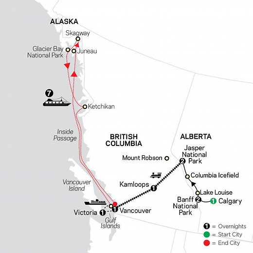 Western Canada by Rail with Alaska Cruise - Cosmos (16 Days From Calgary to Vancouver)