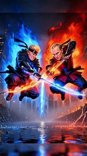 Blue Fire vs Red Fire ⚔️🔥 Epic Ninja Duel | Cinematic Battle #Shorts