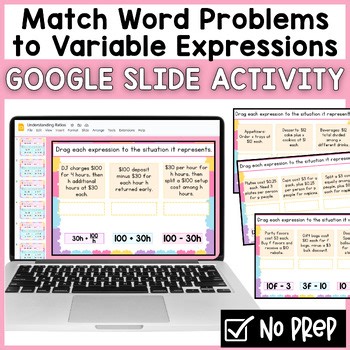 Matching Word Problems to Variable Expressions | Interactive Google Slides