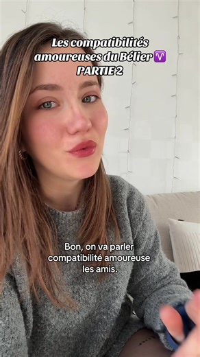 Alors, selon vous, qui est le plus compatible avec le Bélier ? ♈️ PARTIE 2 ✨ Le Bélier, ce signe de feu souvent incompris et mal perçu… 🔥 Bien évidemment : TOUT NE DEPEND PAS QUE DU SIGNE SOLAIRE. Il faut regarder le thème astral dans son ensemble pour pouvoir faire cette analyse en profondeur, mais je vous donne tout de même quelques pistes ✨ Dites moi si vous êtes d’accord avec moi et si vous vous reconnaissez en commentaire ⬇️💜 Est ce que vous voulez que je le fasse pour tous les signes ? �