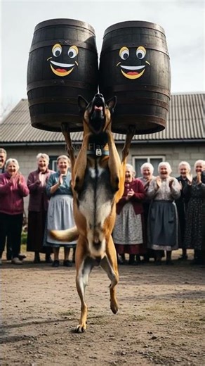 Spectacular Dog Performance Balancing a Barrel on Its Paws