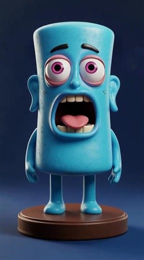 Funny Blue Monster Yawn Animation