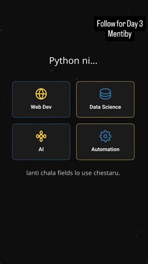 Day 2 – Python in 21 Days 🐍 Compiler vs Interpreter & How Python Runs Code In this reel, learn how computers understand our code and why Python uses an interpreter. Follow the series daily and comment Day 2 if you’re joining the challenge! #Mentiby #Python21Days #LearnPython #CodingBasics #PythonBeginners | Vibecodzwithsai