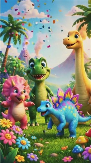 🦕 Baby Dino Dance Party! Stomp, jump & roar! 💚 #TinyBeats #KidsSongs #Shorts