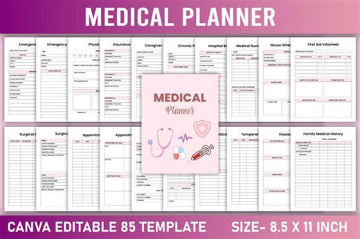 Editable Medical Planner | Health Organizer & Tracker (digital Download, Canva-friendly) - Etsy