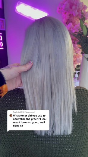 Silver Hair Toner Transformation and Green Removal Process