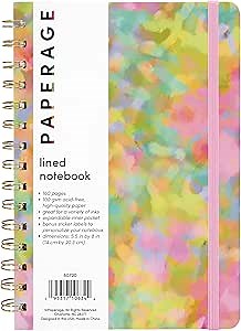 PAPERAGE Lined Spiral Journal Notebook, (Whimsical Garden), 160 Pages, Hardcover Journal for Women & Men, Medium 5.5 in x 8 in - 100 GSM, Thick Paper, Spiral Notebook for Work, School & Journaling