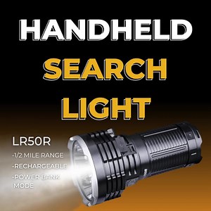 Putting a spotlight on the LR50R! 🏕️ This BRIGHT and RUGGED handheld flashlight can brighten your adventure AND charge your devices, all while cutting through a forest like a machete of light. ☀️ #LR50R #OutdoorGear #AdventureTime | Fenix Store