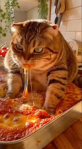 Fat Calico Caught Eating an Entire Lasagna — This Cat Has ZERO Shame