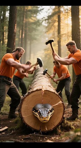 rescue python from giant log #animals #funny #shorts