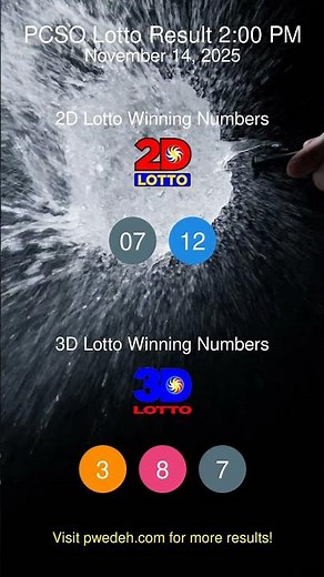 PCSO Lotto 3D Result Today 2PM | Swertres & EZ2 Draw November 14, 2025