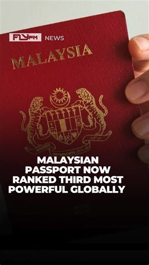 The Malaysian passport has been ranked third in the world in the 2025 Passport Index. According to the Immigration Department, this milestone reflects global trust and recognition of Malaysia’s travel documents. Malaysians can now enjoy visa-free access to 174 countries. The United Arab Emirates topped the list, while Singapore and Spain took second place. Malaysia shares third place with 15 other nations, including France, Germany, South Korea, and the Netherlands. #flyfm #flyfmnumber1 #flyfmne