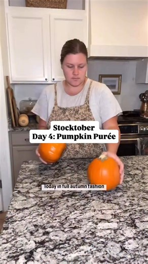 FOLLOW ALONG SO YOU DON’T MISS STOCKTOBER! Pumpkin Purée (can be pressure canned or frozen!) Cut your pumpkin in half and remove the seeds and guts. Place face down on a baking sheet and bake at 375 for 60 mins. Place on the counter to cool, then remove the skins and place in a blender. Purée until smooth, adding water as needed. Place your purée into pint size jars and debubble. Wipe your rims and add lids and rings finger tight. Pressure can for 75 mins at 15lbs pressure! *this is a rebel cann