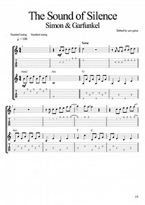 The Sound of Silence - Simon & Garfunkel (Tab - Notation - Chord -Backing Track)