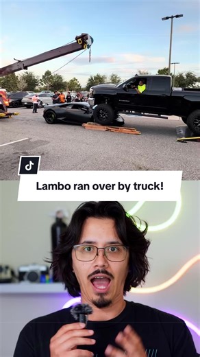 A truck ran over a Lambo! Who do you think is at fault in the situation? #carsoftiktokcontest #truck #lambo #cartok #huracan