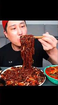 Unlimited Delicious Korean Style Noodles with Soybean Paste Shallot Kimchi Mukbang Eating Challenge