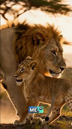 The Daily Life of a Lion and Its Cub in the Wild