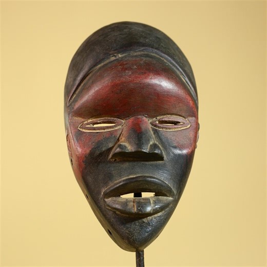 African Dan Tribal Art Hand Carved Wood Red Black Mask Vintage Decor-g6253 - Etsy