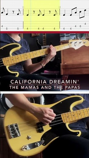 The Mamas & The Papas - California Dreamin' (chorus) #bass #basstab #tabshorts #bassist #sheetmusic