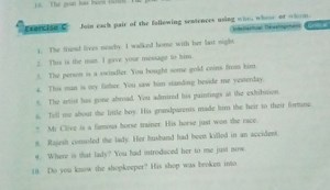 Join each pair of the following sentences using who, whose, or ... | Filo