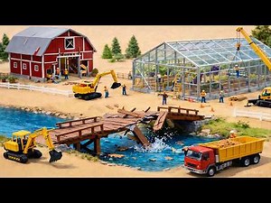 Mini World Restoration: Bridge and Greenhouse Rebuild After Animal Chaos - Mini Construction Project