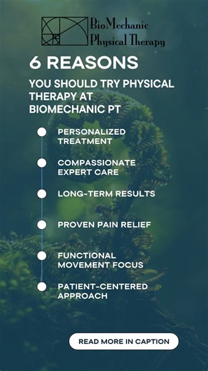 💪 Why Choose BioMechanic Physical Therapy? 💪 Not all physical therapy is the same—and at BioMechanic PT, we go beyond the basics to deliver care that truly makes a difference. Here are 6 reasons our patients trust us with their recovery: ✅ Personalized Treatment Plans ✅ Compassionate Expert Care ✅ Proven Pain Relief ✅ Functional Movement Focus ✅ Long-Term Results ✅ Patient-Centered Approach Whether you're recovering from injury, managing chronic pain, or looking to move better and live stronge