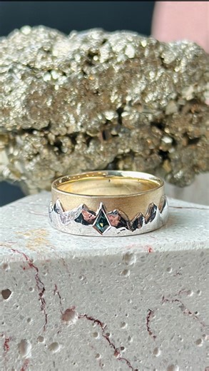 Two metals, one timeless commitment... ⚒️💍 Featuring a custom made ring inspired by our Mountain Mens Wedding Band. | Point No Point Studio