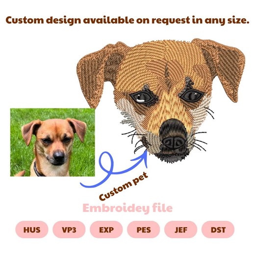 Custom Pet Embroidery Design File , Personalized Dog Portrait Embroidery File ,pet Name Embroidery Pattern, Picture Digitizing - Etsy
