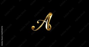 Letter A animation in gold and alpha matte colors. Handwritten modern calligraphic alphabet on the alpha channel. Great for word formation and text animation in your video. Editable Background