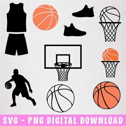 Basketball SVG Bundle, Basketball Silhouette PNG, Sport Clipart Set, Hoop Ball Jersey Shoes Vector - Etsy Australia