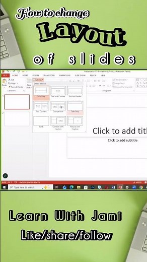 how to change layout of slide in PowerPoint #ppt #officetips #shortcutkey #foryou #setting