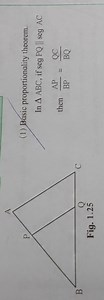 (1) Basic proportionality theorem.In △ABC, if seg PQ∥ seg AC ... | Filo