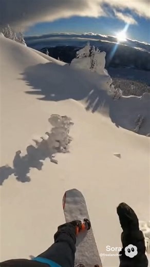 POV: INSANE Backcountry Powder Drop! 🤯 (Extremely Steep)#Snowboarding#Snowboard#PowderDay#Freeride