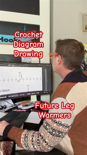 Crochet Designer Preparing Leg Warmer Pattern in Crochet Diagram Format