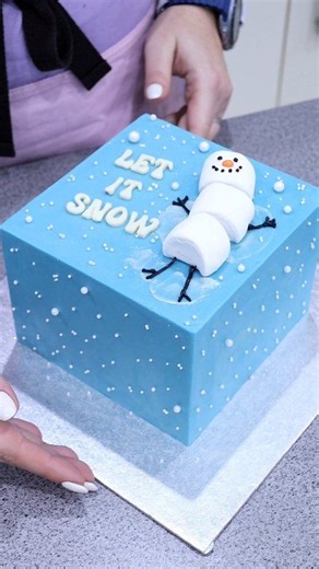 Brrrr its cold outside! 🥶🩵 6 inch square frost form kit, frost finisher, palette knife set and colourmill from frostform.com- use code FROSTLOVE10 for a discount at checkout #squarecake #wintercake #cakedecorating #CakeDesign #biscoffcake | Loveisbakeable