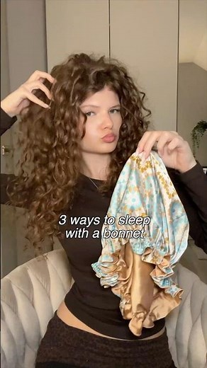 3 ways to sleep with a bonnet #curlyhair #curls #hairtok #bonnet #curlyhairroutine