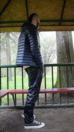 Nice Saturday walk in my shiny nylon pants