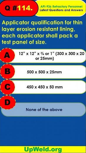 Q114 API 936 Exam Latest Questions and Answers 2023 #shorts #RefractoryPersonnel