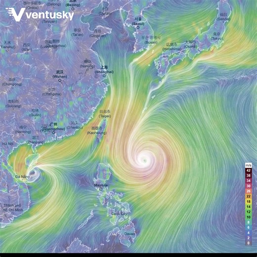 Two tropical cyclones have been reported in the Pacific. One, named #Trami, is headed for Vietnam, while the other, #Kong-Rey, is expected to strengthen into a typhoon and apparently head for Japan. Watch the development in the next 7 days on the video: https://www.ventusky.com/?p=24.1;129.7;4&l=gust&w=soft 🧐 | Ventusky
