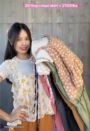 Order to cb 🎀🫶🏻 #maxiskirt #longskirt #cutetop #2in1top #kayyboutique