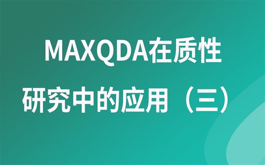 MAXQDA软件教程--MAXQDA在质性研究中的应用（三）