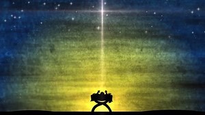 Baby Jesus sleeping in a manger. The star of David shining bright above the new born baby. religious Christmas background video loop. nativity scene advent background.