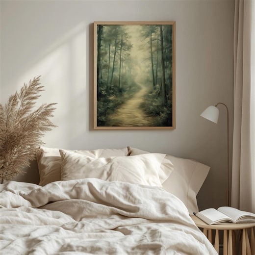 Misty Forest Path Wall Art - Rustic Cottagecore Painting, Serene Landscape With Foggy Light, Printable Tranquil Decor, Digital Download 170 - Etsy