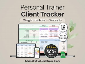 Personal Trainer Template Google Sheets Fitness Coach Client Progress Tracker Spreadsheet Gym Personal Training Small Business - Etsy