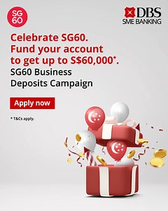 From now to 31 Aug 2025, unlock exclusive cash rewards of up to S$60,000 in our SG60 Business Deposits Campaign. Apply now: https://go.dbs.com/SG60BusinessDeposits | DBS | Facebook