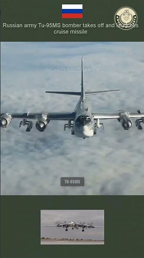Russian army Tu-95MS bomber takes off and launches cruise missile #army