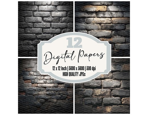 12x Industrial Brick Wall Paper Digital Paper Pack Charcoal Grunge Junk Journal Paper Urban Texture Backgrounds Printable Jpgs Download - Etsy Australia