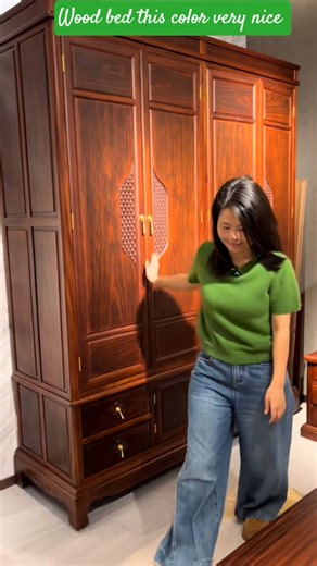 wood bed very nice color simple design 💯